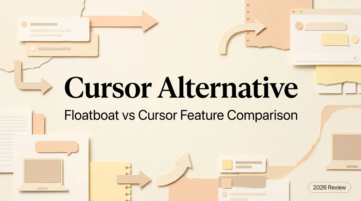 Floatboat vs Cursor Feature Comparison editorial collage illustration