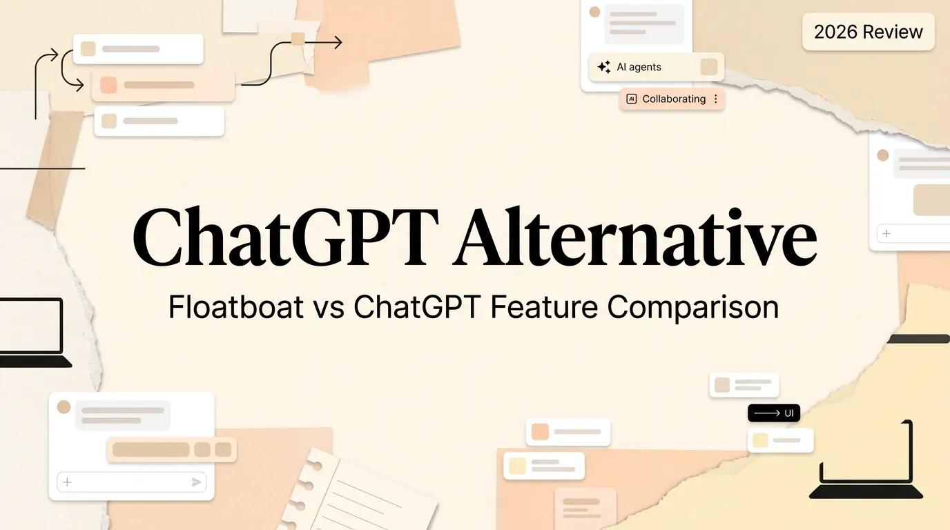 Floatboat vs ChatGPT Feature Comparison editorial collage illustration